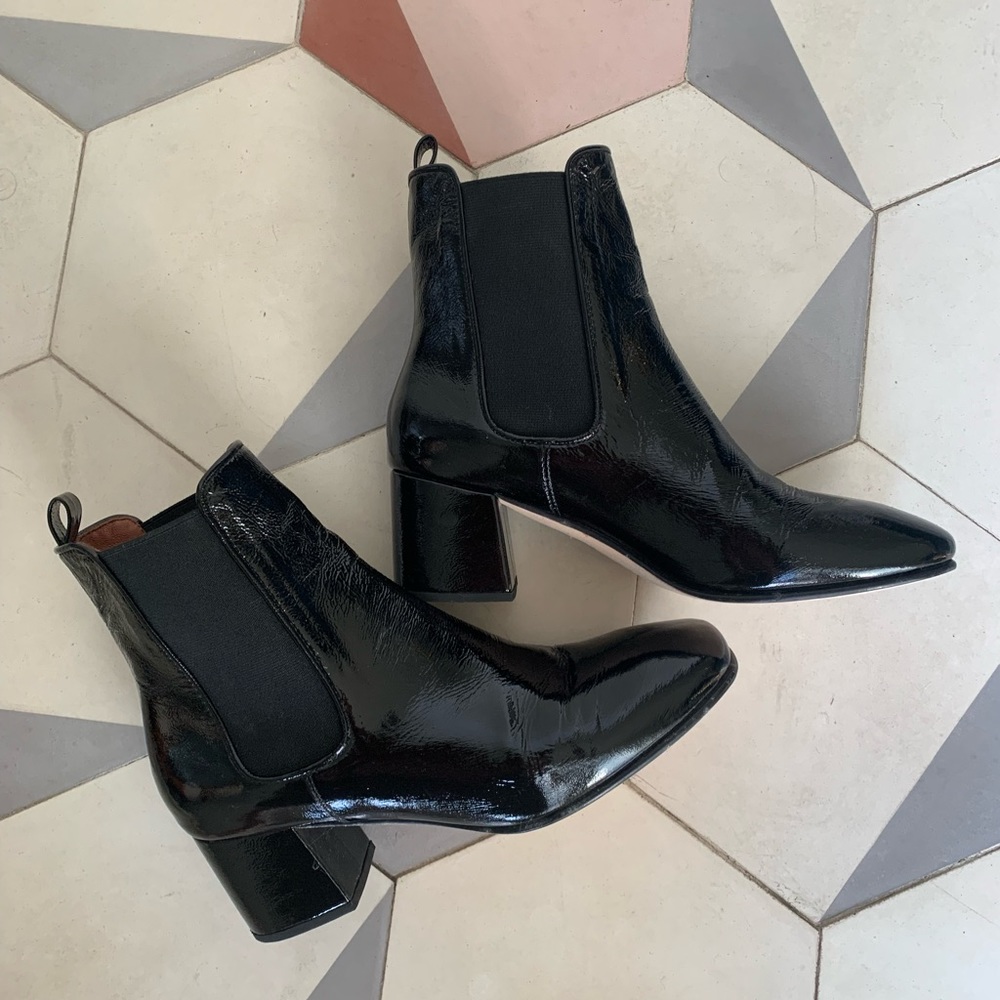 Reposhing, worn once. patent leather ankle boots from No 6 store